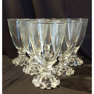 6 Vintage 1950's Glasses. Anchor Hocking Boopie Berwick. Ball Footed 4 1/2 oz.